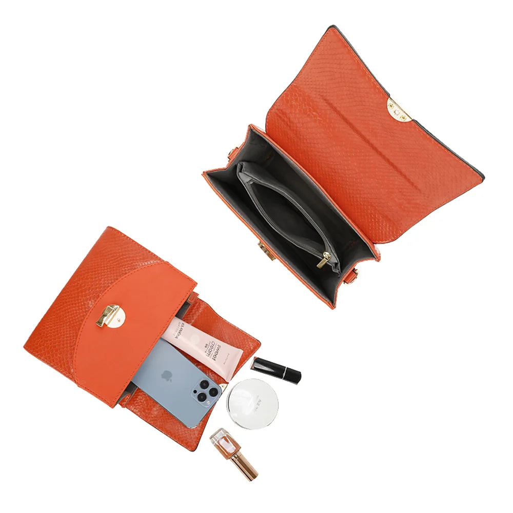 Intérieur de l’Éclat Moderne orange : doublure synthétique et poche zippée pour ranger les petits essentiels – réf. HY-5422