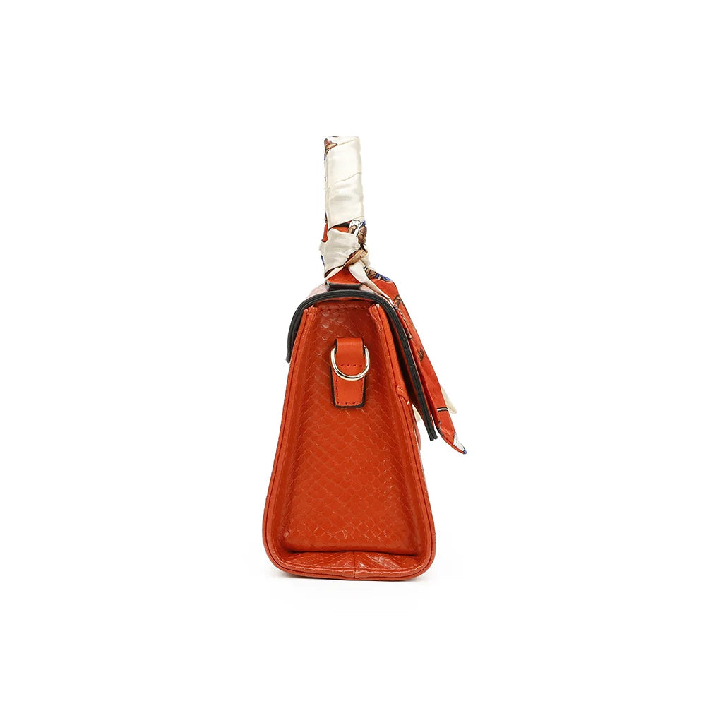 Profil de l’Éclat Moderne orange : 9 cm de profondeur et anneau doré pour la bandoulière – réf. HY-5422