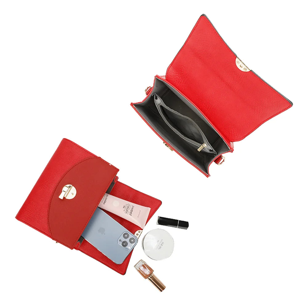 Intérieur de l’Éclat Moderne rouge : doublure synthétique et poche zippée pour ranger les petits essentiels – réf. HY-5422