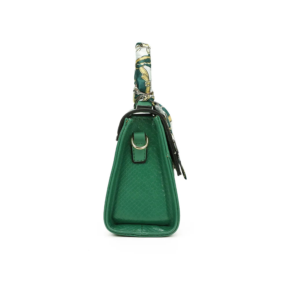 Profil de l’Éclat Moderne vert : 9 cm de profondeur et anneau doré pour la bandoulière – réf. HY-5422