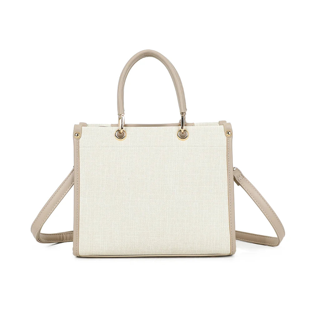 Dos de l’Églantine beige/taupe : surface texturée effet lin et bordures lisses assorties – réf. R-2036
