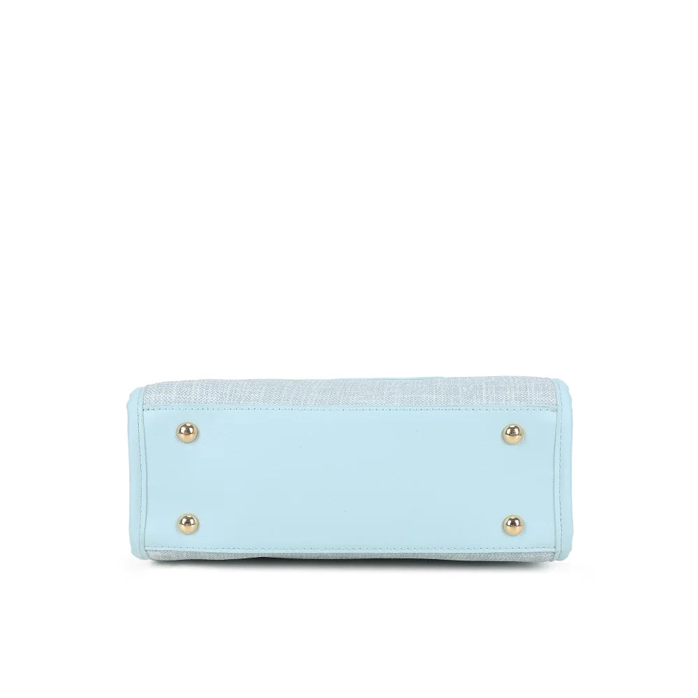 Dessous de l’Églantine bleu clair : base plate posée sur des pieds métalliques dorés – réf. R-2036