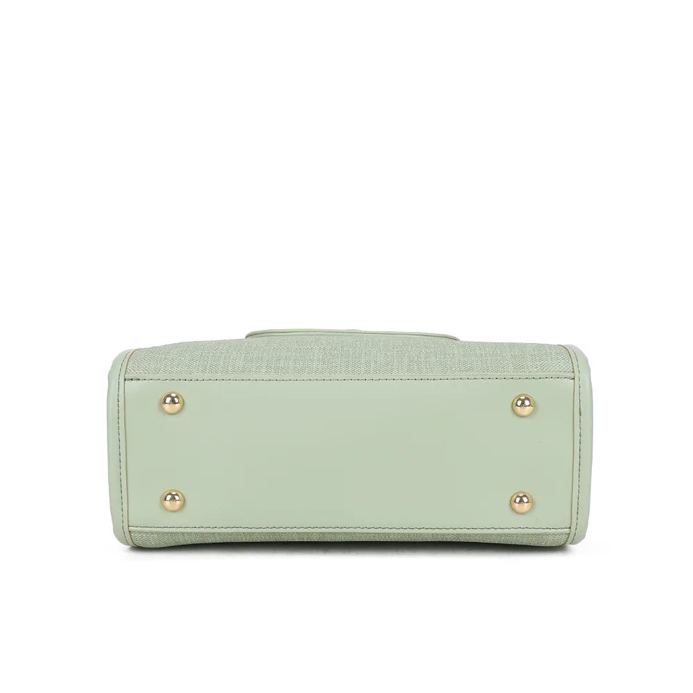 Dessous de l’Églantine vert clair : base plate posée sur des pieds métalliques dorés – réf. R-2036