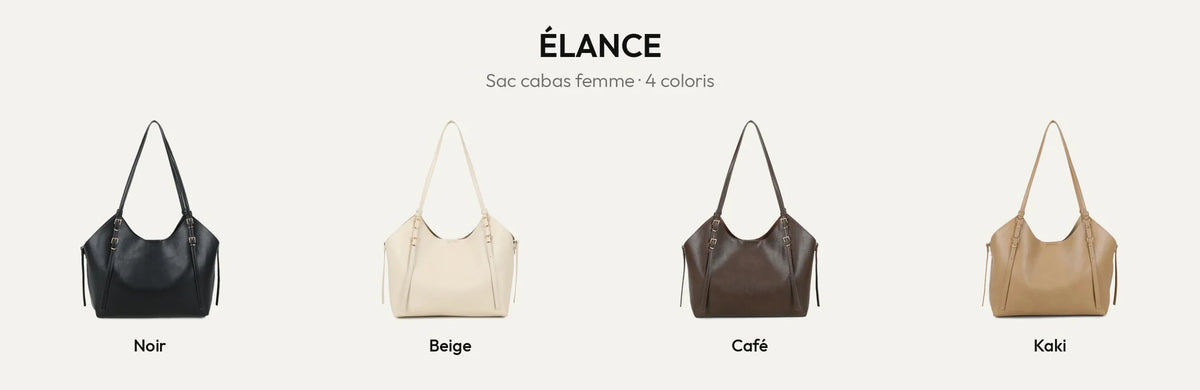 Sac cabas femme Élance en 4 coloris : Noir, Beige, Coffee et Khaki – Gallantry Paris – réf. A-8721-1