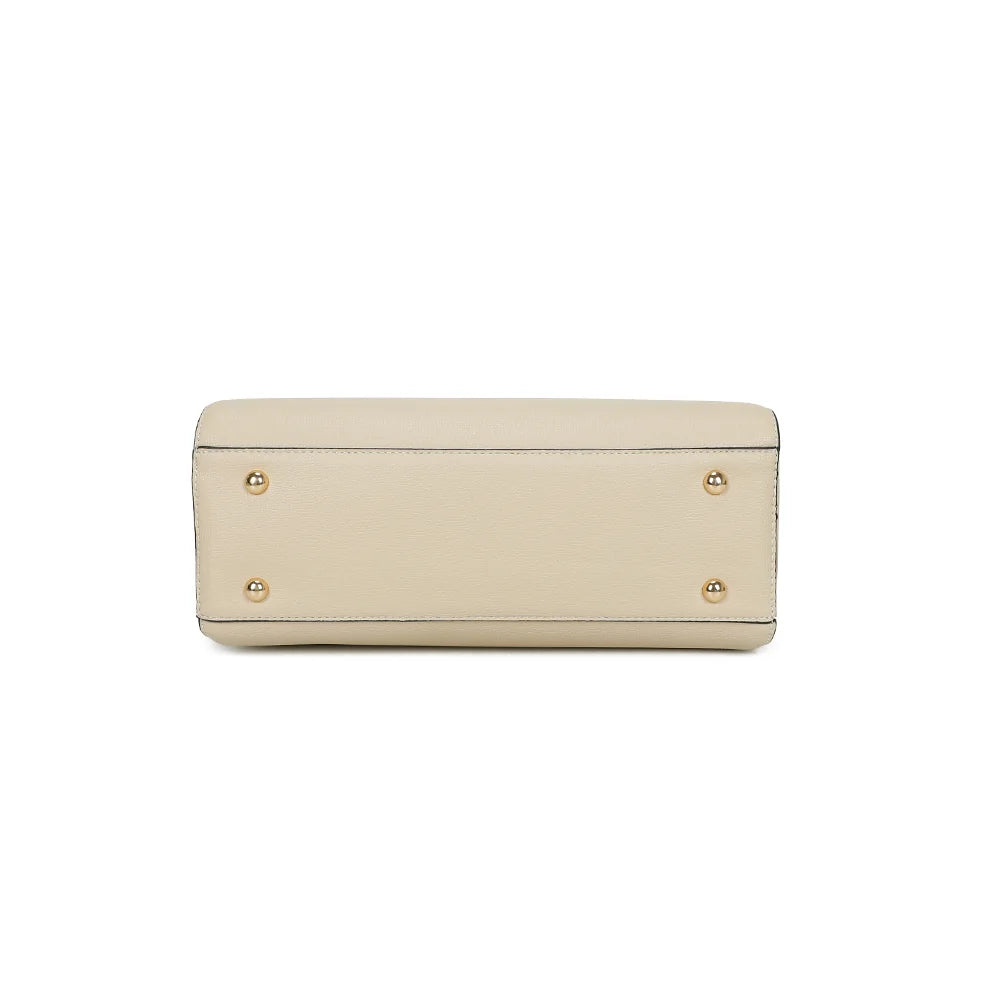 Dessous du sac Élancia beige : fond plat qui garde au sac sa forme bien structurée – réf. DQ-8696