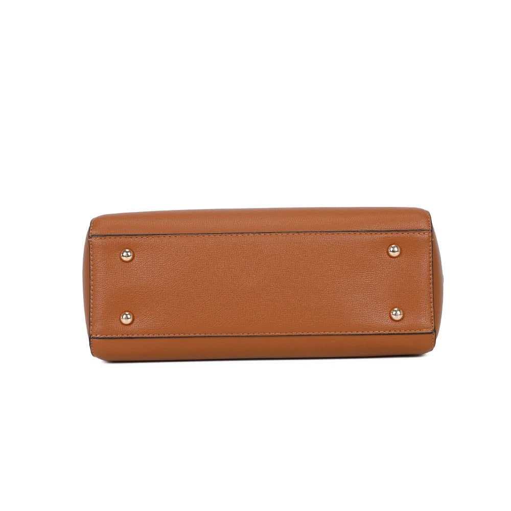 Dessous du sac Élancia marron : fond plat qui garde au sac sa forme bien structurée – réf. DQ-8696