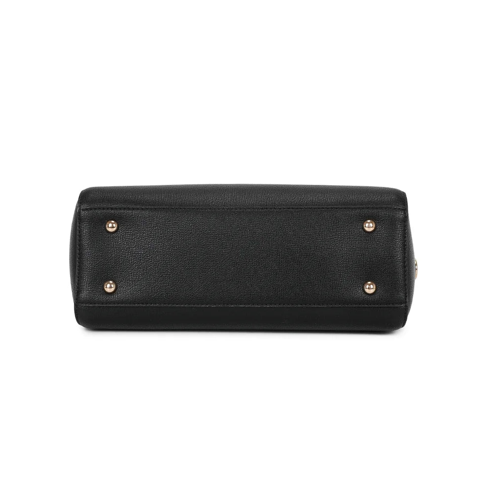 Dessous du sac Élancia noir : fond plat qui garde au sac sa forme bien structurée – réf. DQ-8696