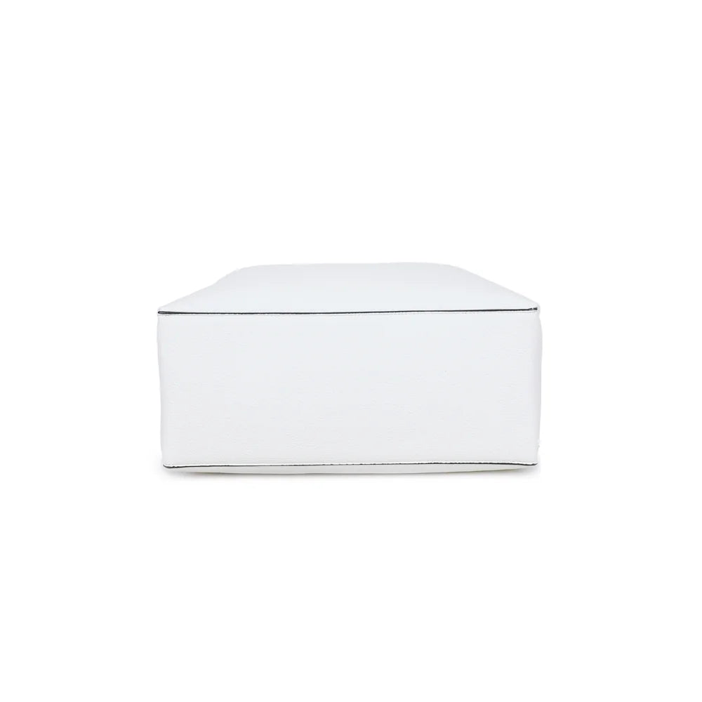 Dessous de l’Élégance Daily blanc, base rectangulaire de 32 × 13 cm en simili cuir grainé – réf. DQ-8731