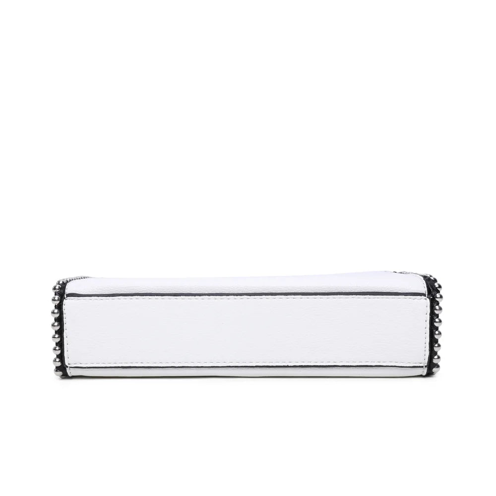 Élégance Perlée blanc vue de dessous : base plate et nette, bordée d’un fin liseré noir – réf. R-1559