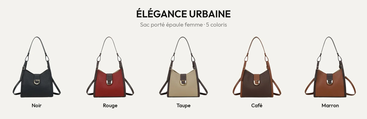 Sac porté épaule femme Élégance Urbaine en 5 coloris : Noir, Red, Taupe, Coffee et Marron – Gallantry Paris – réf. A-9141
