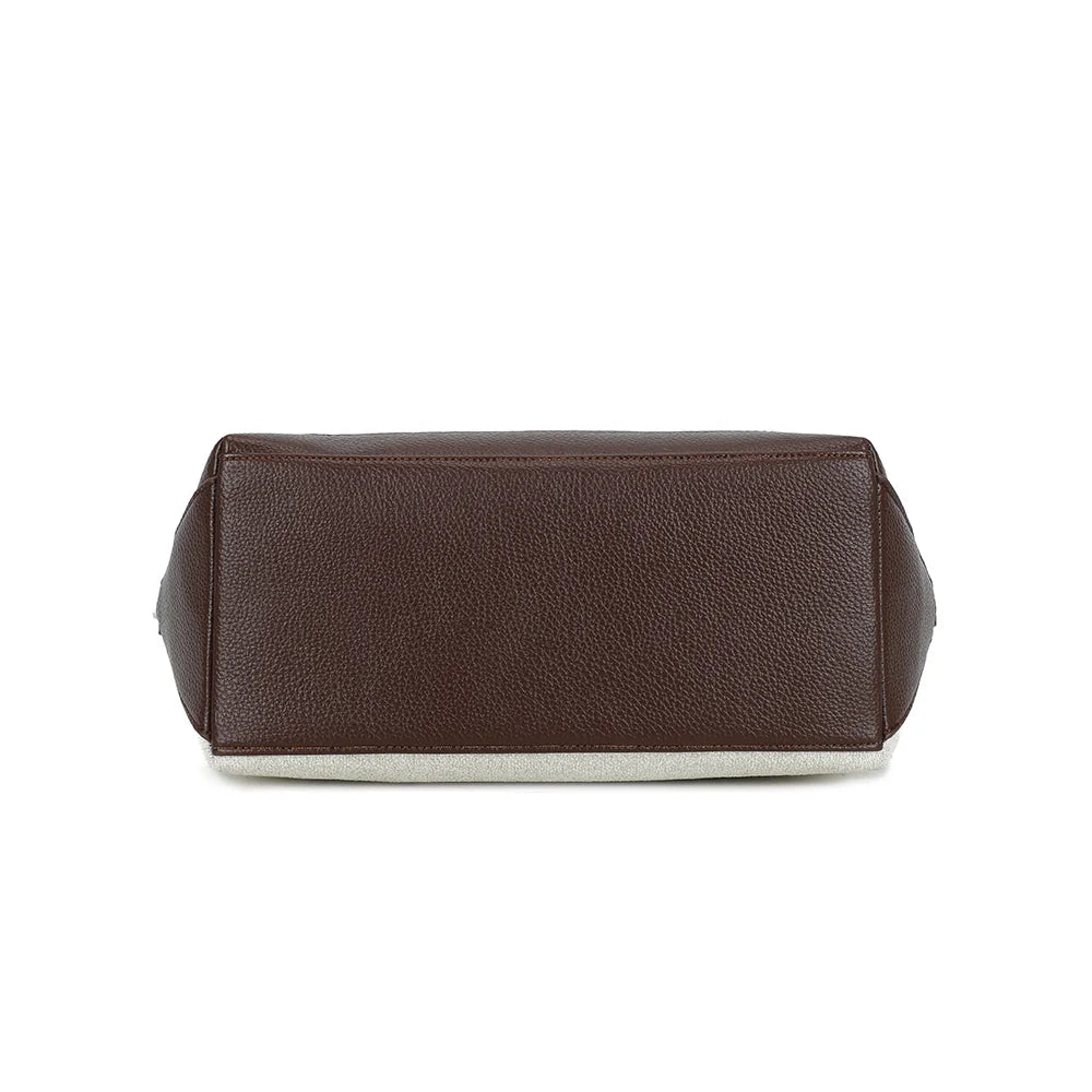 Dessous du sac Éléna beige/coffee, base renforcée en simili cuir grainé – réf. JC-53008