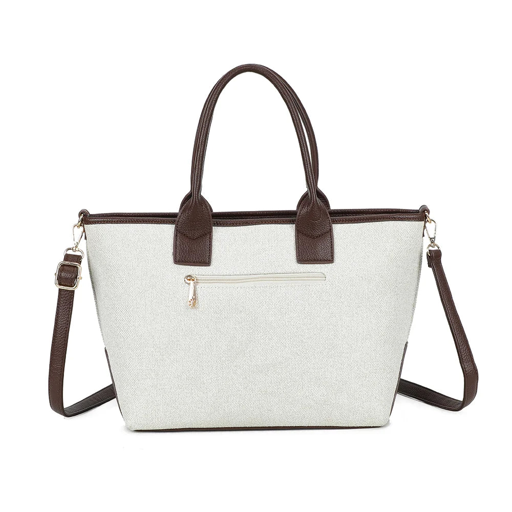Dos du sac Éléna beige/coffee, ligne épurée et finitions bicolores soignées – réf. JC-53008