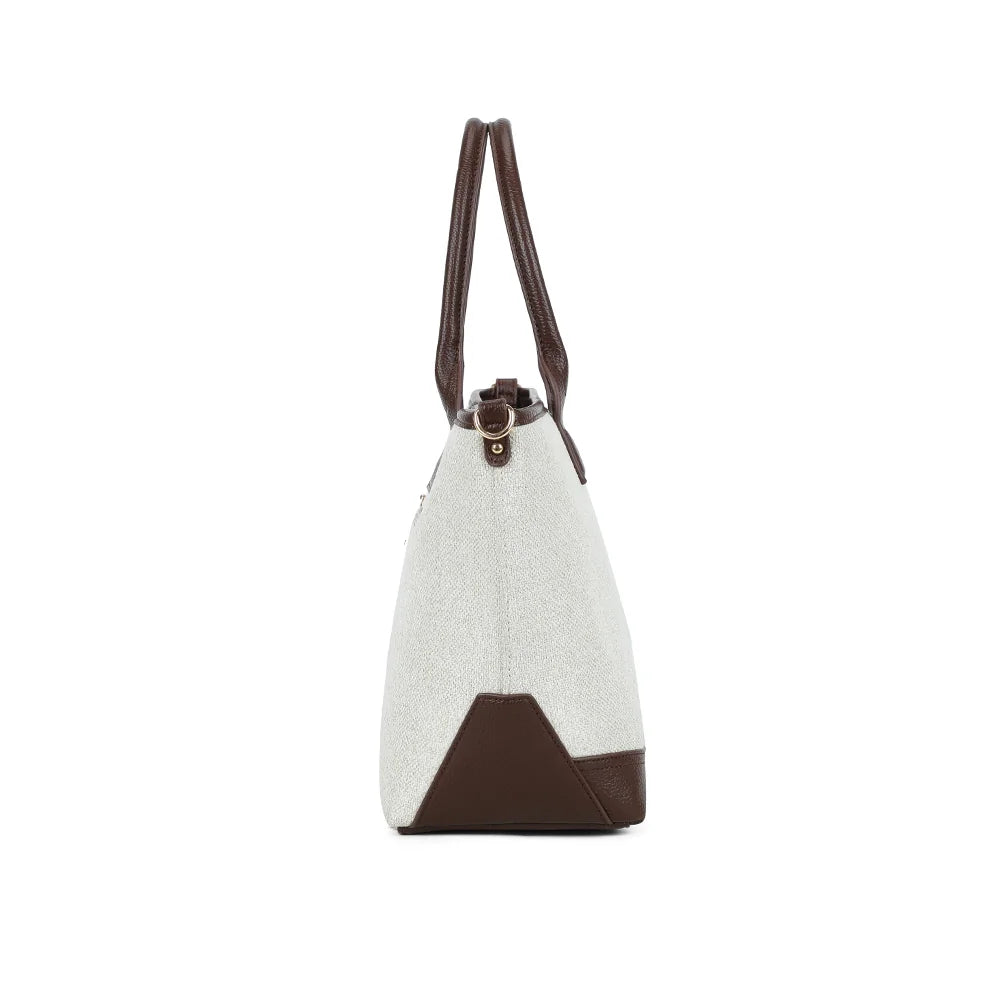 Profil du sac Éléna beige/coffee : 14 cm de profondeur pour ranger vos essentiels – réf. JC-53008