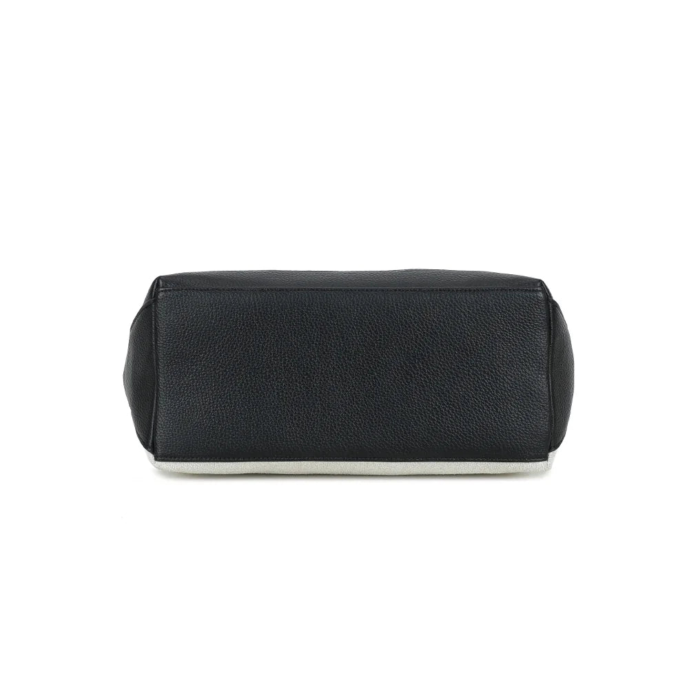 Dessous du sac Éléna beige/noir, base renforcée en simili cuir grainé – réf. JC-53008