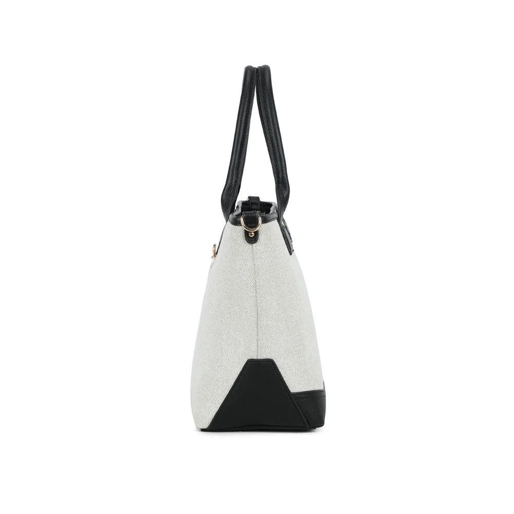 Profil du sac Éléna beige/noir : 14 cm de profondeur pour ranger vos essentiels – réf. JC-53008