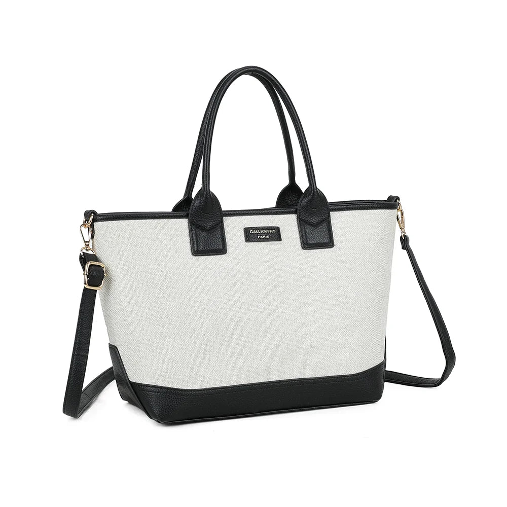 Éléna beige/noir de trois quarts : silhouette structurée et base en simili cuir grainé – réf. JC-53008