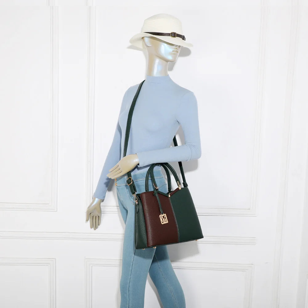 Sac à main femme Élisa vert porté, un format pensé pour le bureau comme pour les sorties – réf. A-9130