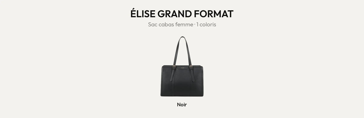 Sac cabas femme Élise Grand Format en noir – Gallantry Paris – réf. A-9125