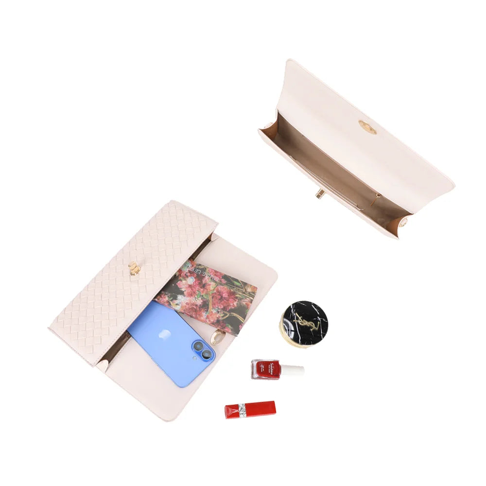 Intérieur de l’Élixir Tressé beige : un compartiment sous rabat pour smartphone et petits essentiels – réf. DQ-8730