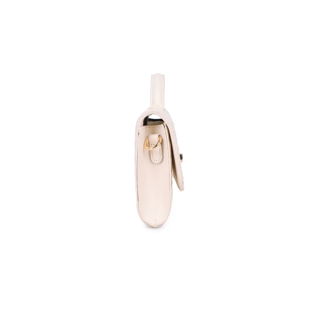 Élixir Tressé beige vu de profil : un format fin de 4 cm de profondeur, avec sa poignée courte – réf. DQ-8730