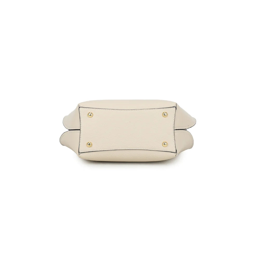 Dessous du sac Élora beige, base structurée en simili cuir grainé – réf. M-9382-1
