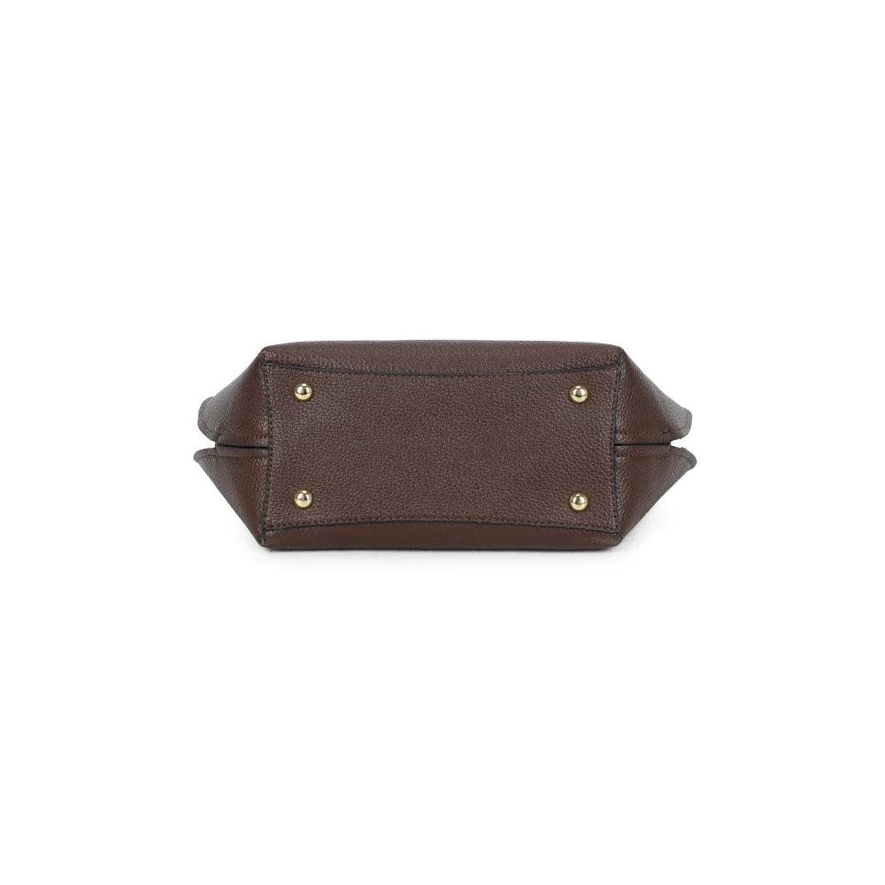Dessous du sac Élora café, base structurée en simili cuir grainé – réf. M-9382-1
