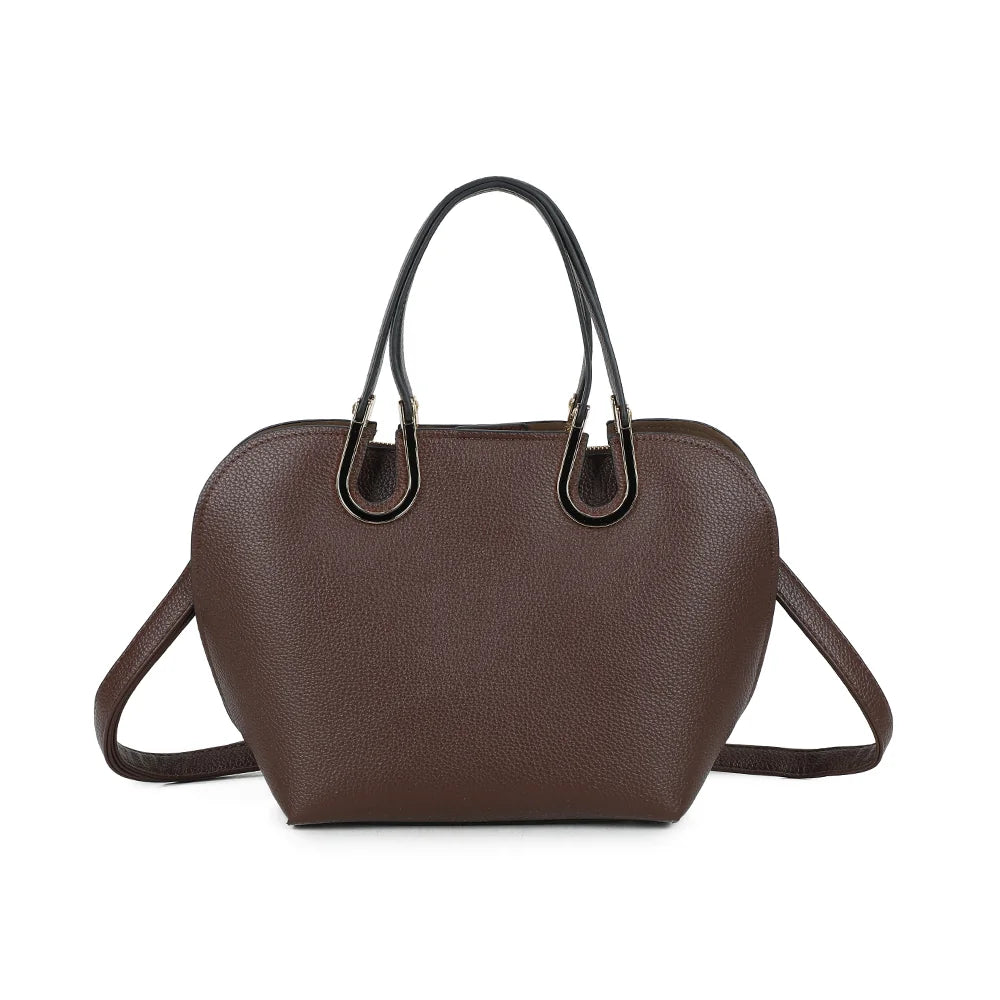 Dos du sac Élora café, simili cuir grainé uni et ligne arrondie – réf. M-9382-1