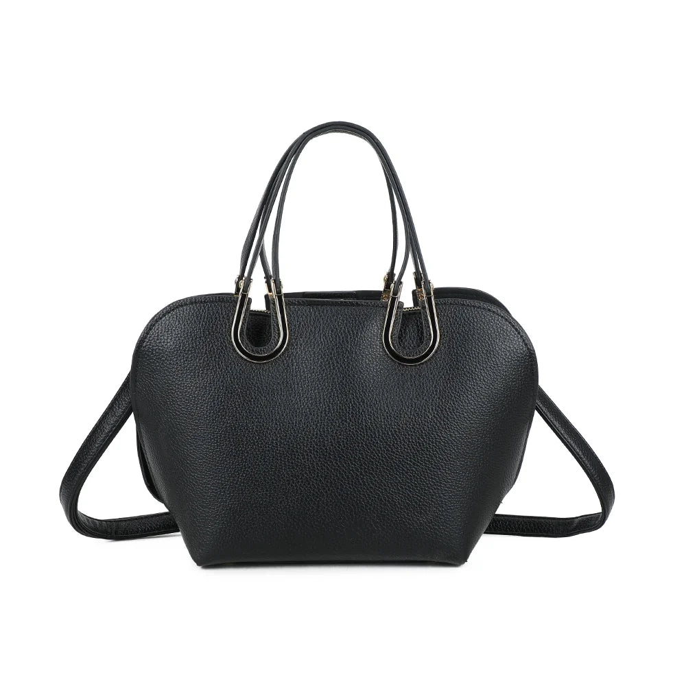 Dos du sac Élora noir, simili cuir grainé uni et ligne arrondie – réf. M-9382-1