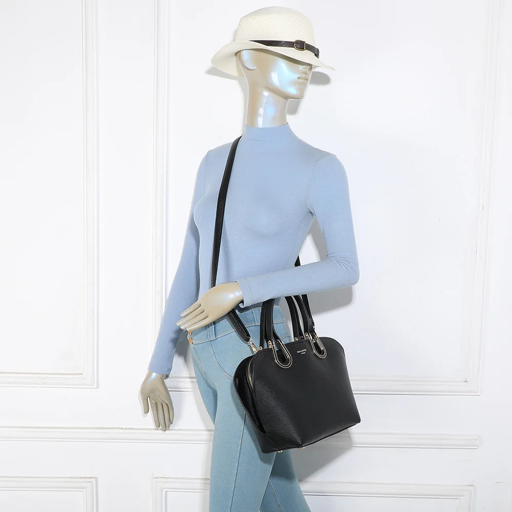 Sac à main femme Élora noir porté à la main, doubles anses fines – réf. M-9382-1