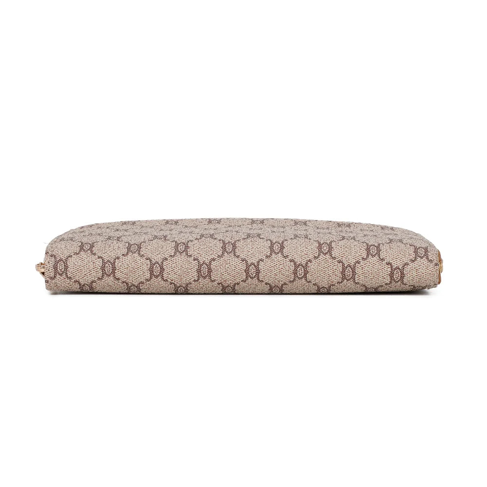 Dessous du portefeuille Élysée Zip taupe, finitions soignées et imprimé monogramme
