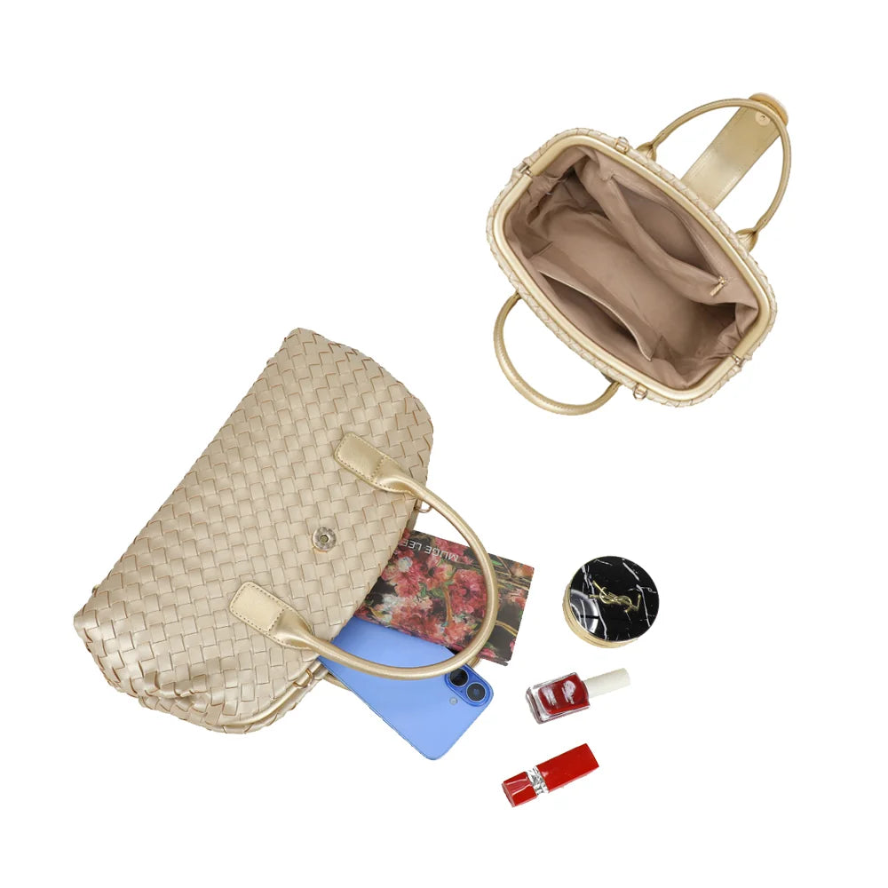 Intérieur du sac Émeraude Douce or : compartiment principal doublé et poche intérieure pour les essentiels – réf. DG-5809