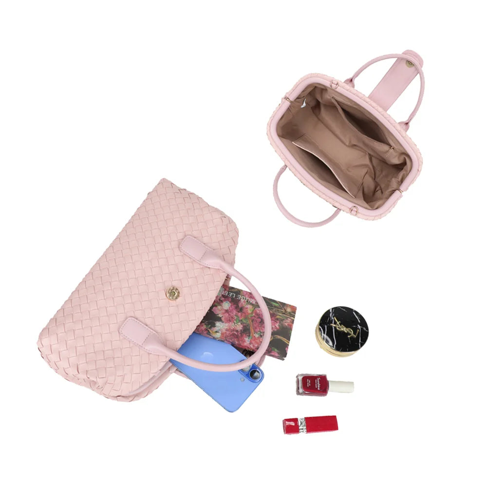 Intérieur du sac Émeraude Douce rose : compartiment principal doublé et poche intérieure pour les essentiels – réf. DG-5809