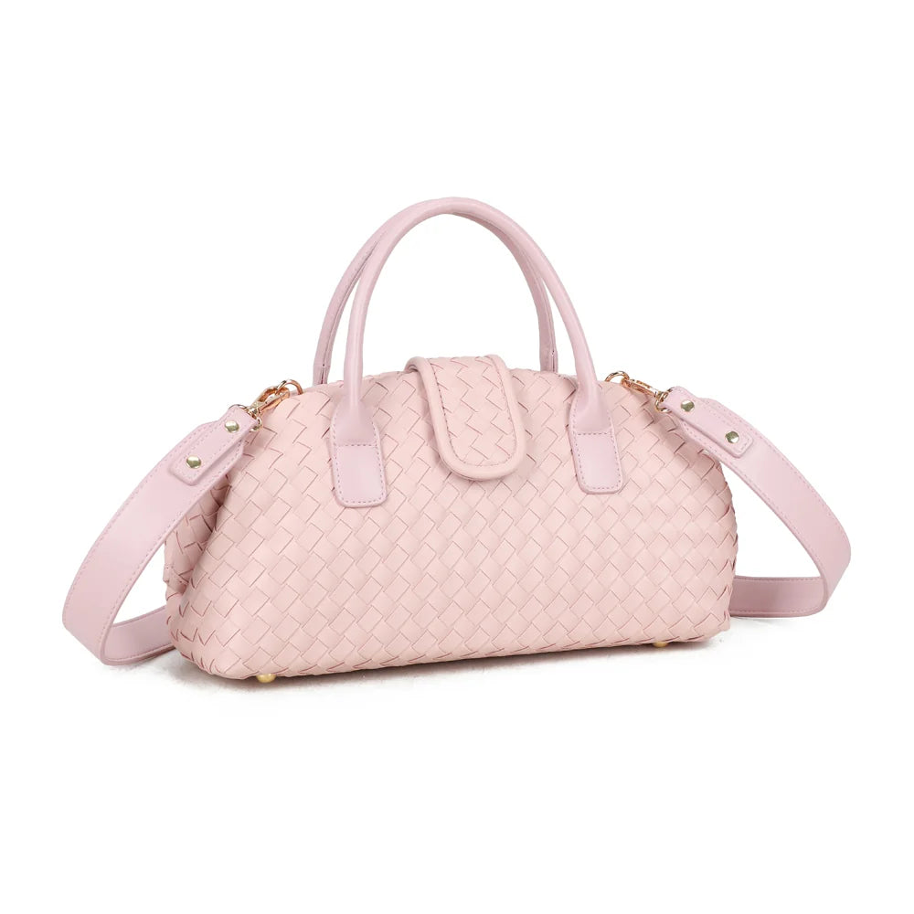 Émeraude Douce rose vu de trois quarts : silhouette arrondie et tressage lisse sur toute la surface – réf. DG-5809