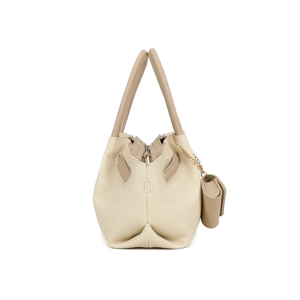 Profil d’Esmée beige/taupe : format compact de 11 cm de profondeur et côtés froncés – réf. A-9156-1