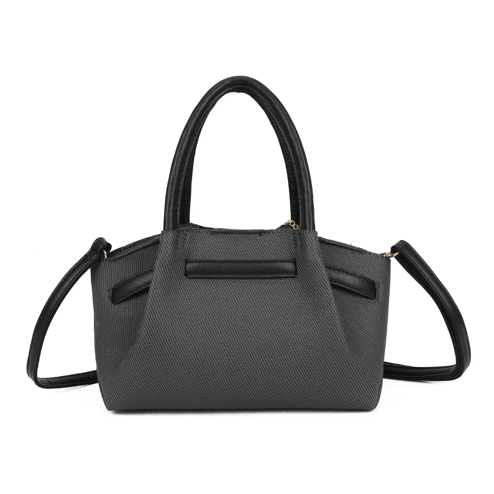 Dos du sac Esmée noir, toile texturée et anses arrondies aux finitions effet cuir – réf. A-9156-1