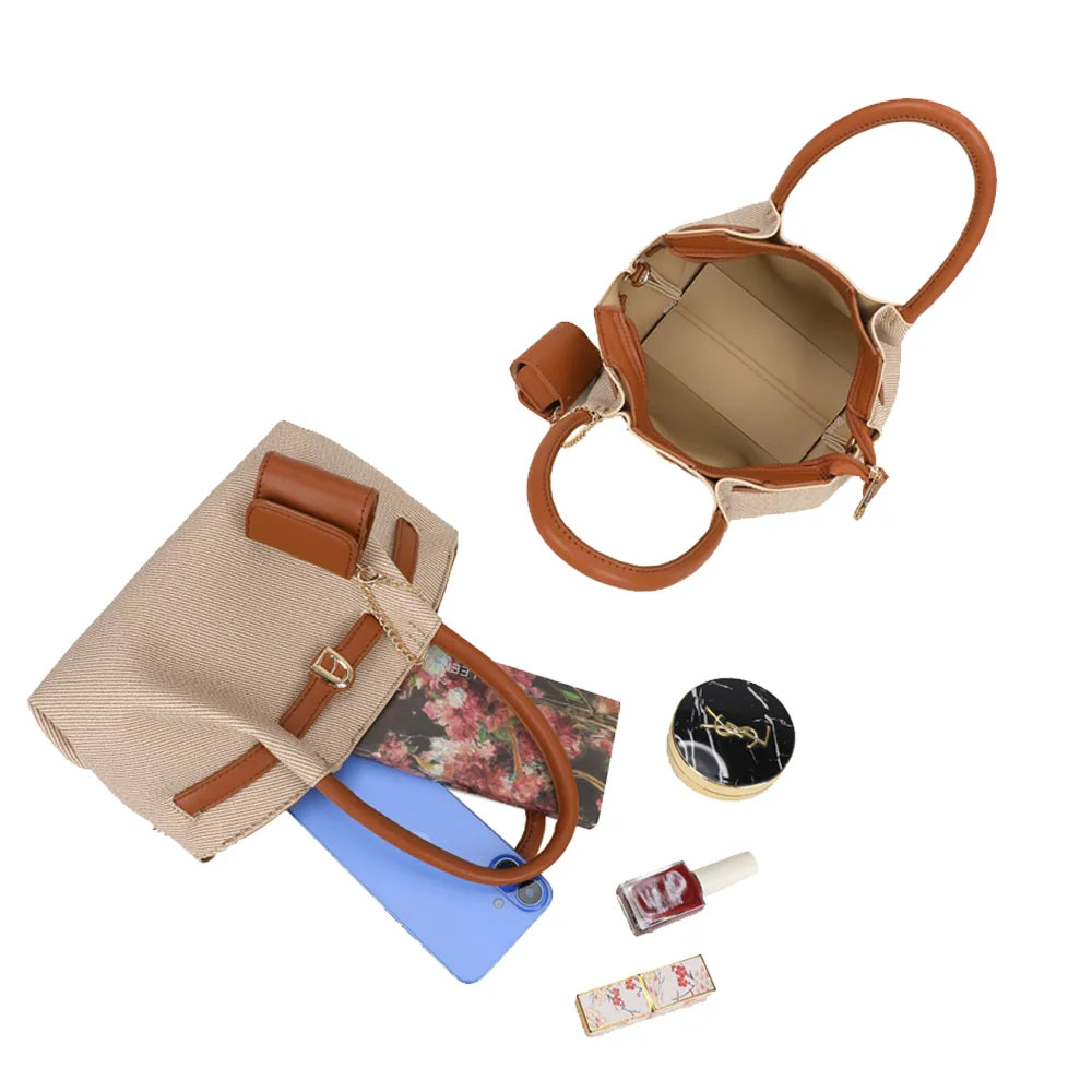 Intérieur doublé d’Esmée taupe/marron, ouverture large pour téléphone, portefeuille et maquillage – réf. A-9156-1