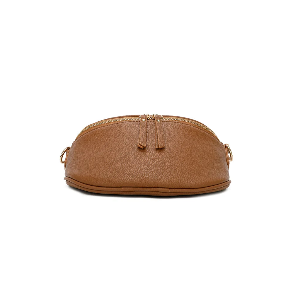 Vue du dessous de l’Essentiel camel : base arrondie en simili cuir grainé vegan – réf. Z-83051