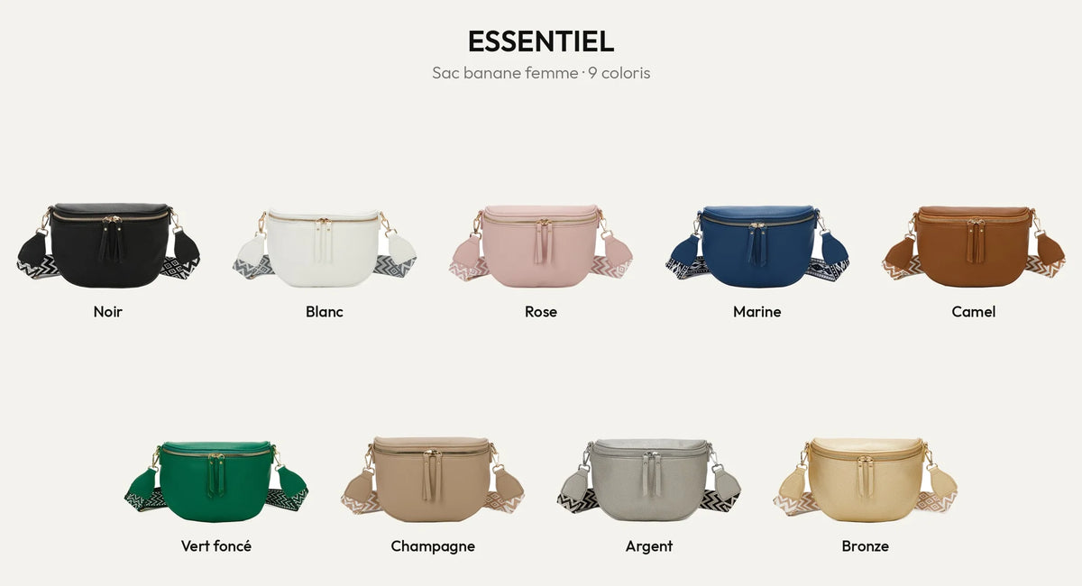 Sac banane femme Essentiel en simili cuir grainé, déclinaison de coloris – Gallantry Paris – réf. Z-83051