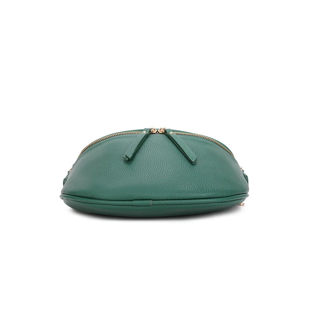 Vue du dessous de l’Essentiel vert foncé : base arrondie en simili cuir grainé vegan – réf. Z-83051