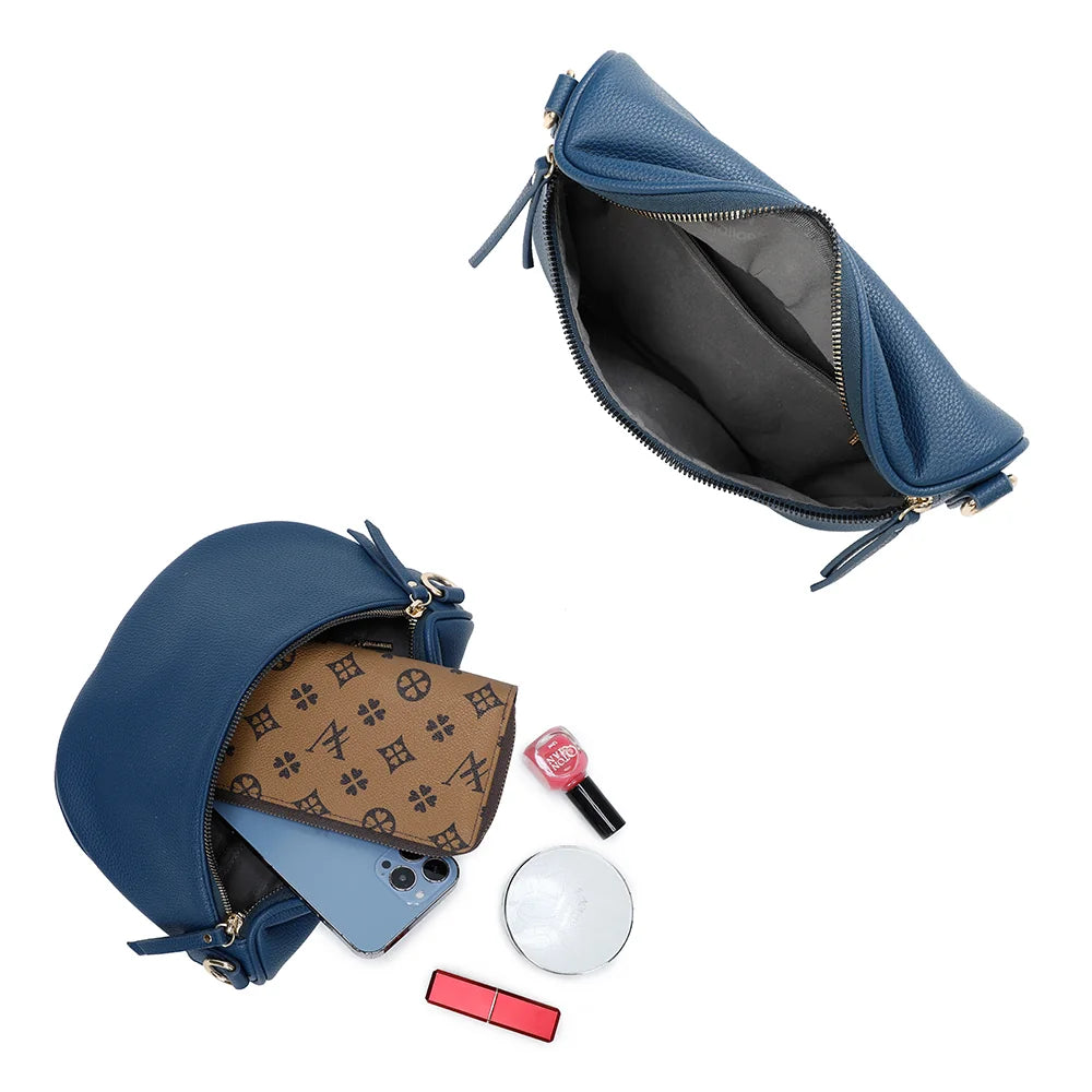 Intérieur de l’Essentiel marine : compartiment zippé doublé qui accueille smartphone et poudrier – réf. Z-83051