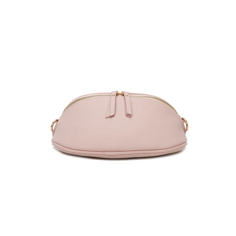 Vue du dessous de l’Essentiel rose : base arrondie en simili cuir grainé vegan – réf. Z-83051