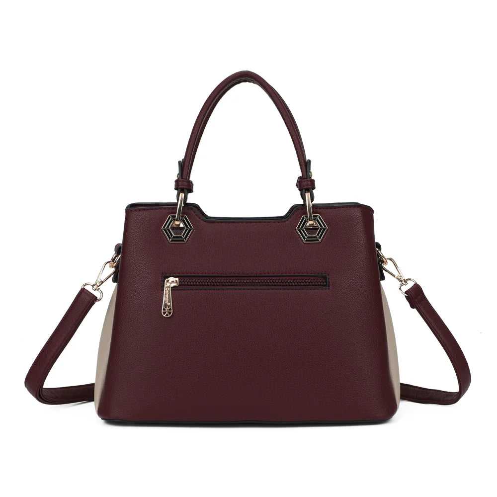 Dos du Fiora Pop bordeaux : lignes épurées du simili cuir grainé et attaches des deux anses main – réf. M-9354-3