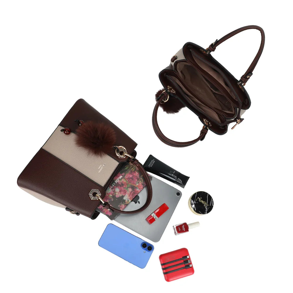 Intérieur du Fiora Pop café : trois compartiments pour organiser téléphone, tablette et maquillage – réf. M-9354-3