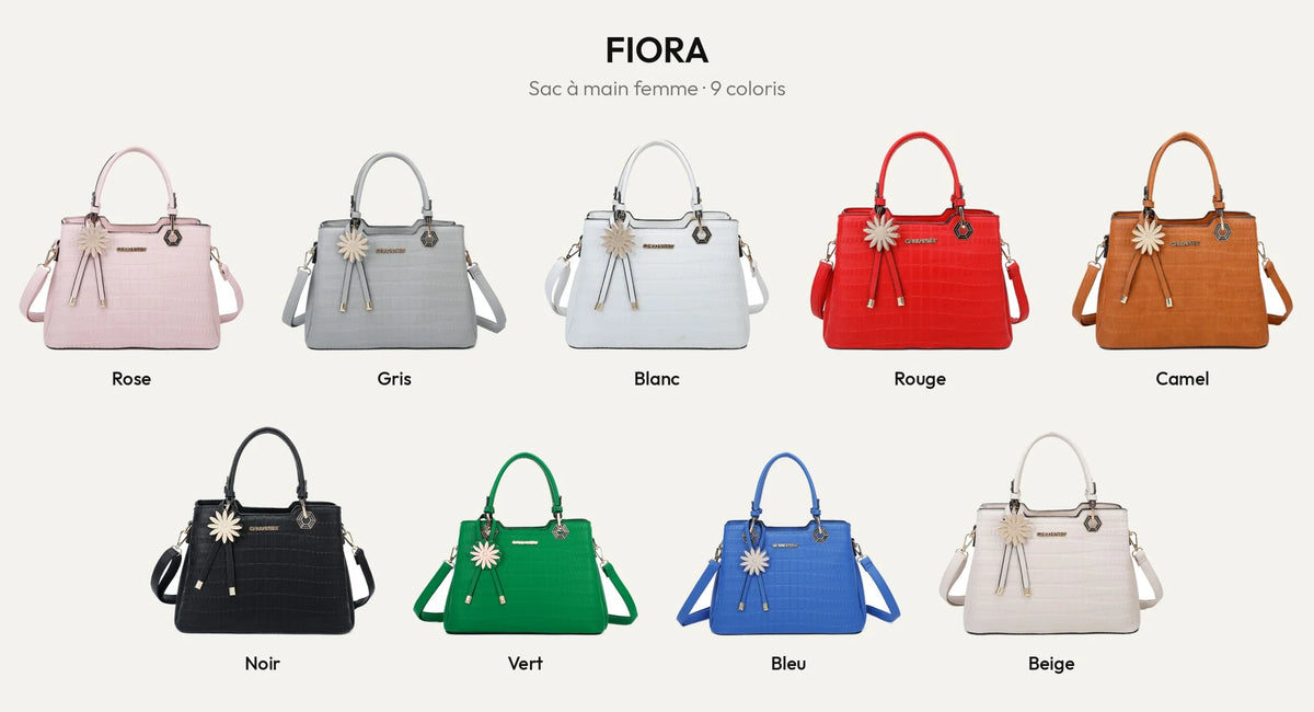 Sac à main femme Fiora en simili cuir embossé façon croco, 9 coloris – Gallantry Paris – réf. M-9354