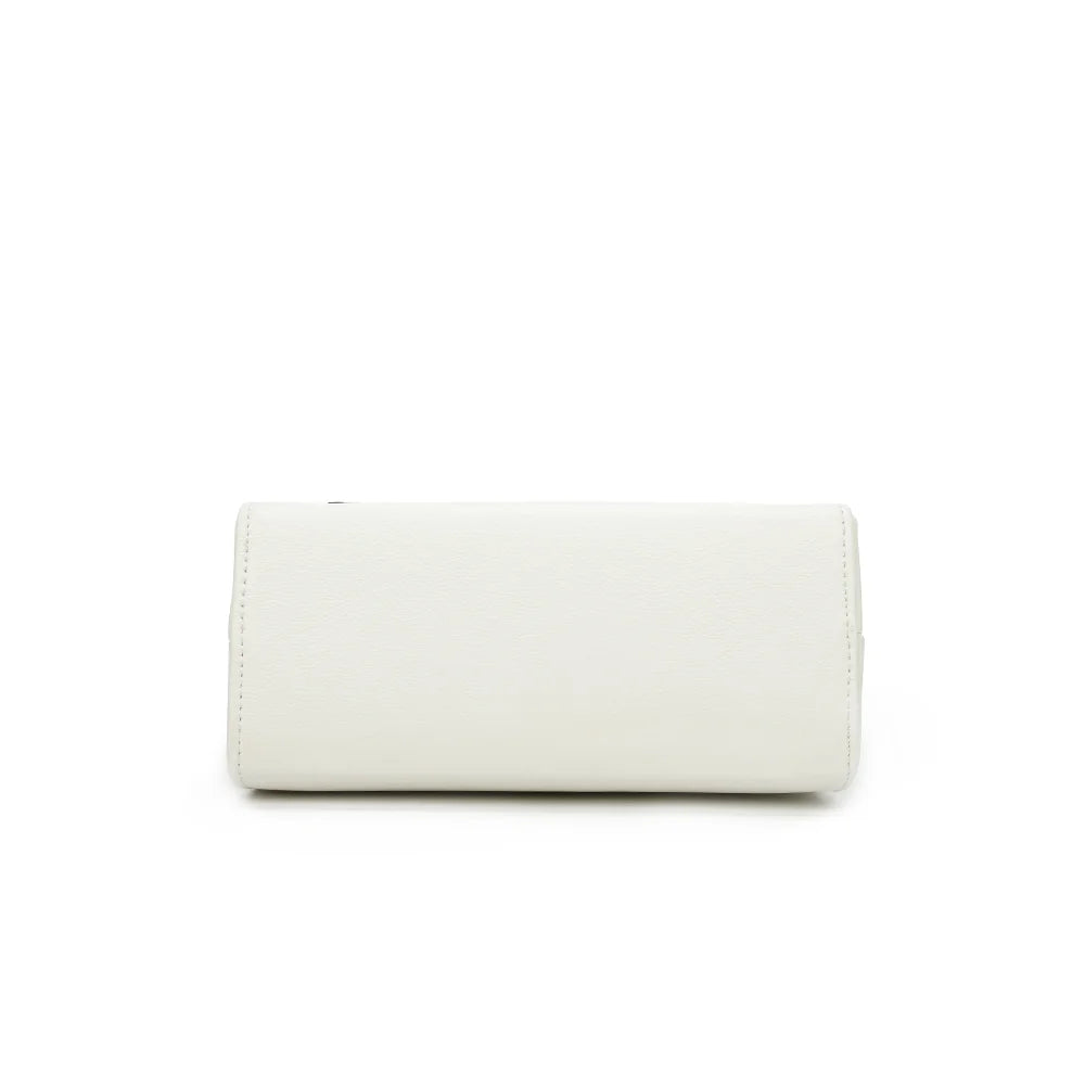 Dessous du Giuliana blanc, vue de la base de ce sac à main compact de 22 cm de large – réf. M-9382-1