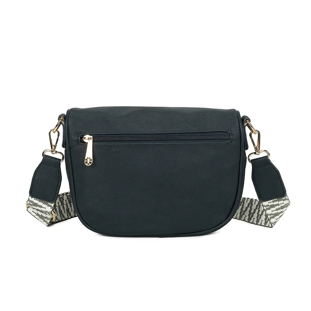 Dos du Glamour bleu foncé, simili cuir grainé et attaches de la bandoulière amovible – réf. Z-83047