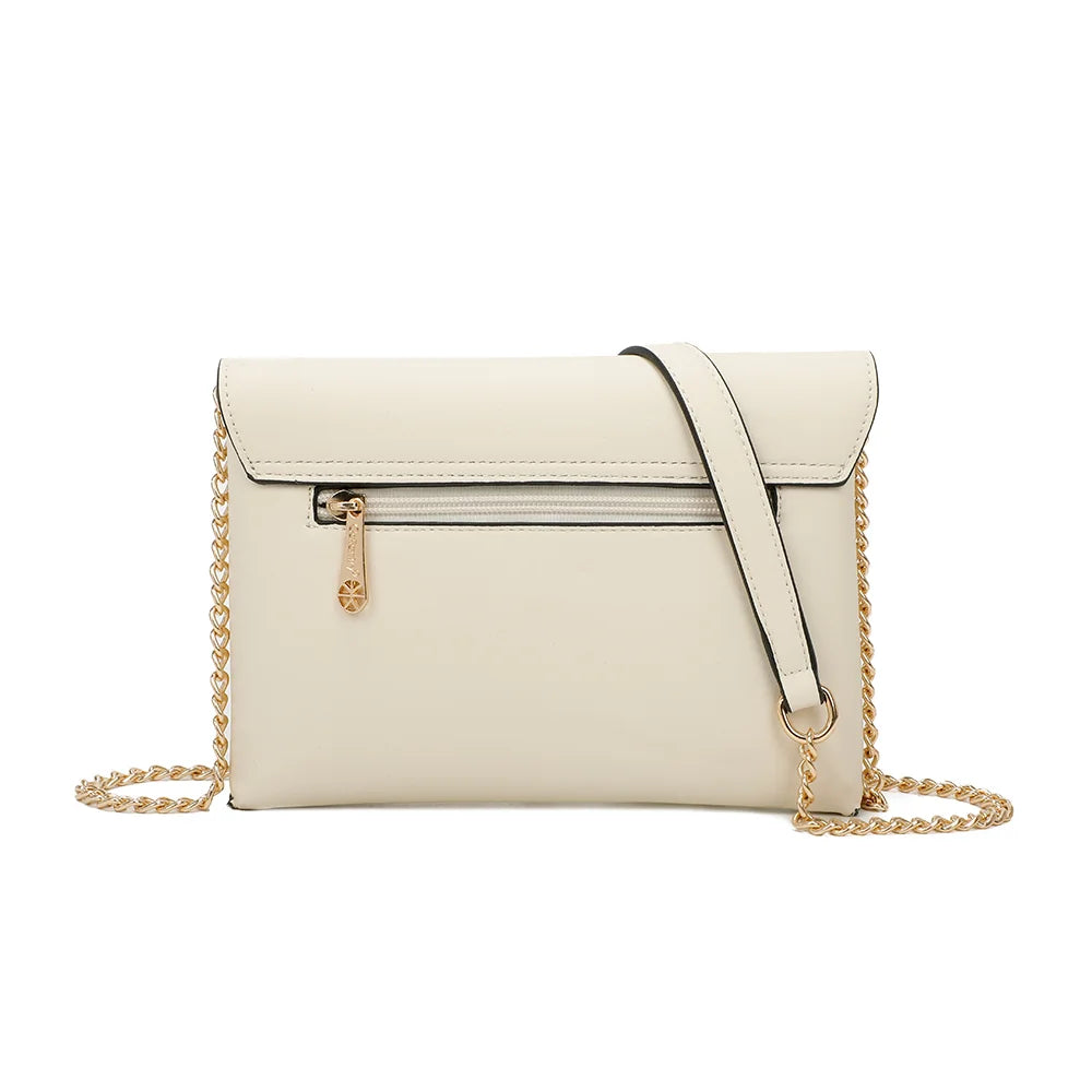 Dos de la pochette Grenat beige avec sa poche zippée discrète pour un accès rapide – réf. R-1697