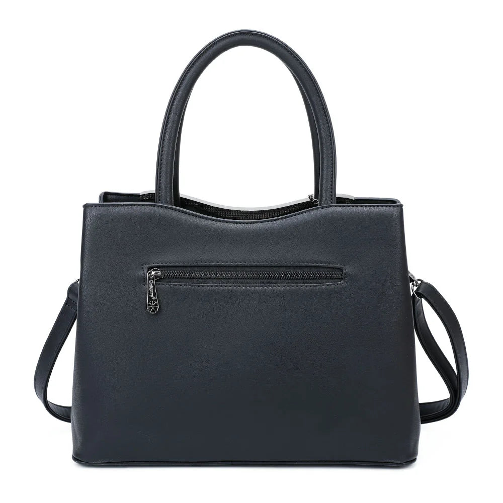Dos du sac Hailey noir : simili cuir embossé effet serpent sur toute la surface – réf. G-7329-1