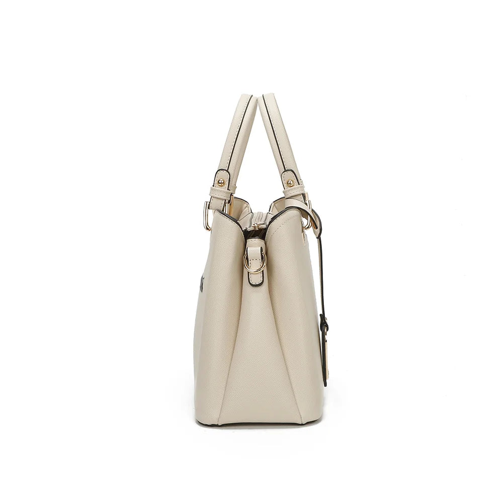 Profil de l’Harmonie Trio beige : soufflet latéral et anneau à mousqueton pour la bandoulière – réf. M-9431