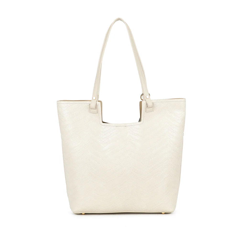 Dos du cabas Honey beige, même texture tressée en chevrons sur toute la surface – réf. A-9159